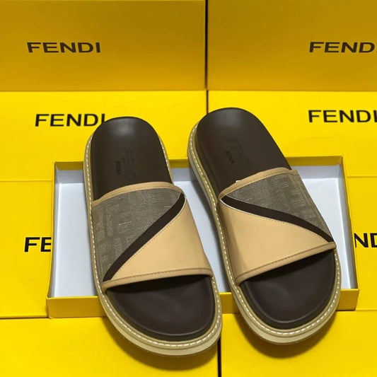Fendi Diagonal Slides (Beige )